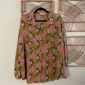 Bucket List Bucketlist Batik Floral Boho Top Blouse Whimsy Artsy Hippie B32